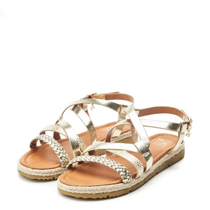 Women Moda In Pelle Flat Sandals Nanccey Gold Metallic