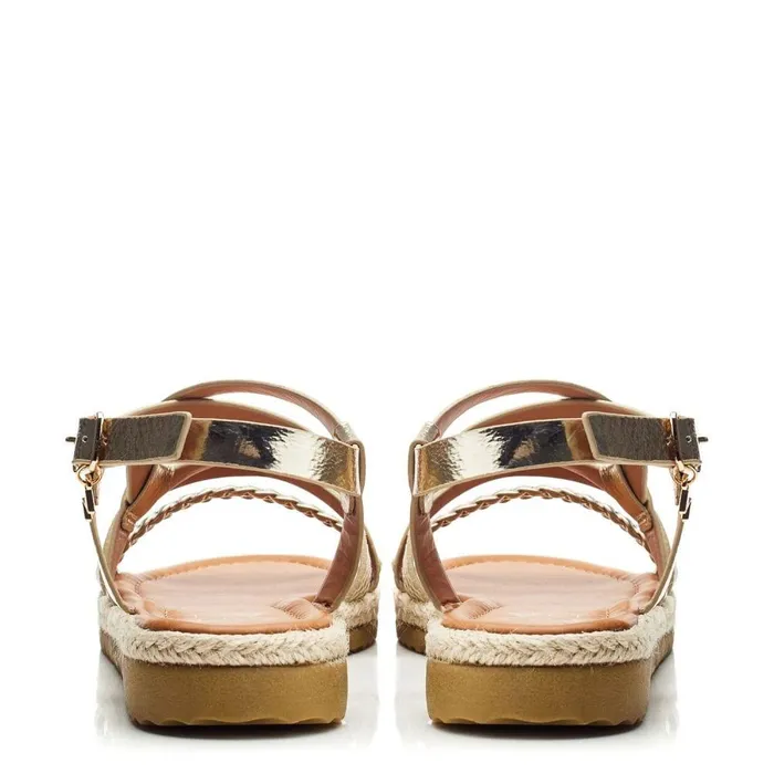 Women Moda In Pelle Flat Sandals Nanccey Gold Metallic