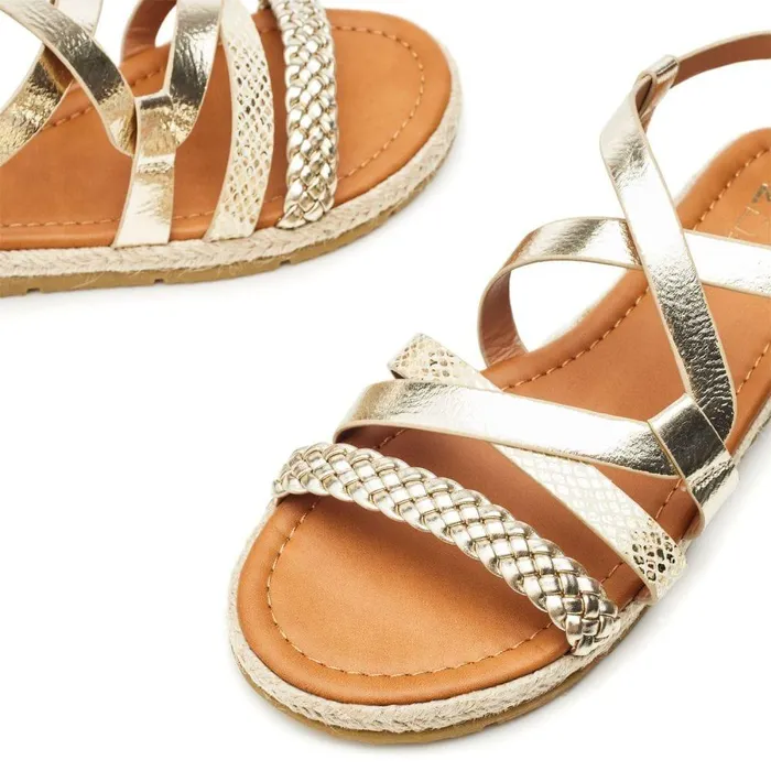 Women Moda In Pelle Flat Sandals Nanccey Gold Metallic