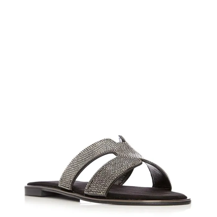 Women Moda In Pelle Flat Sandals Ormay Black Textile