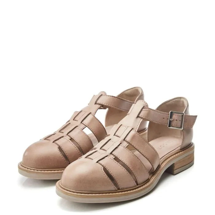 Women Moda In Pelle Flat Sandals Shoon Sh Imari Beige Leather