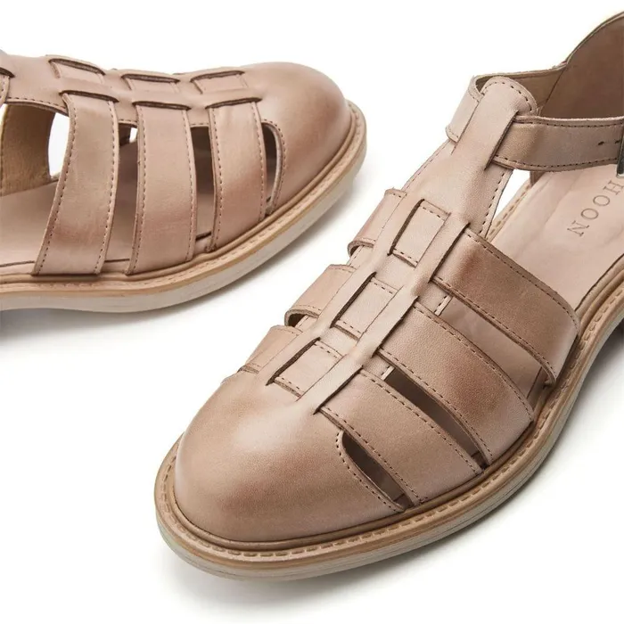 Women Moda In Pelle Flat Sandals Shoon Sh Imari Beige Leather