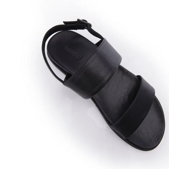 Women Moda In Pelle Flatform Sandals Bsoleful BJune Black Leather