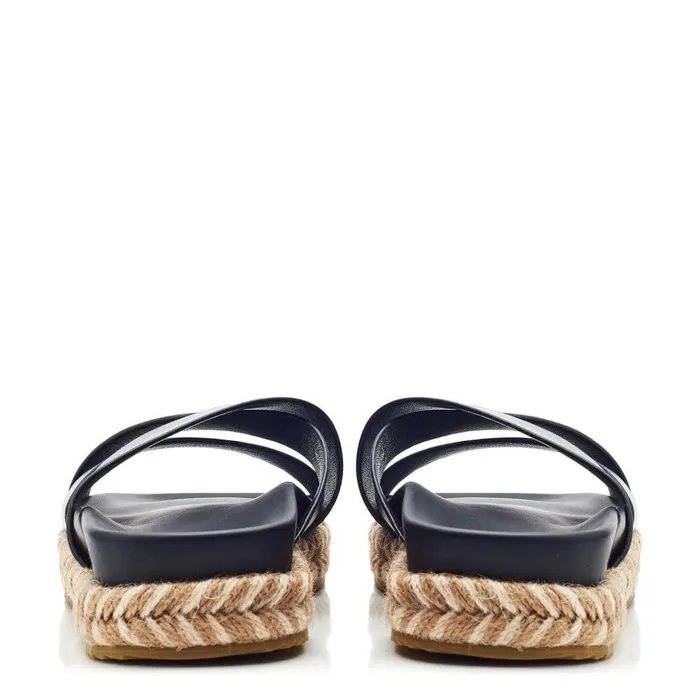 Women Moda In Pelle Flatform Sandals Morornie Black Porvair