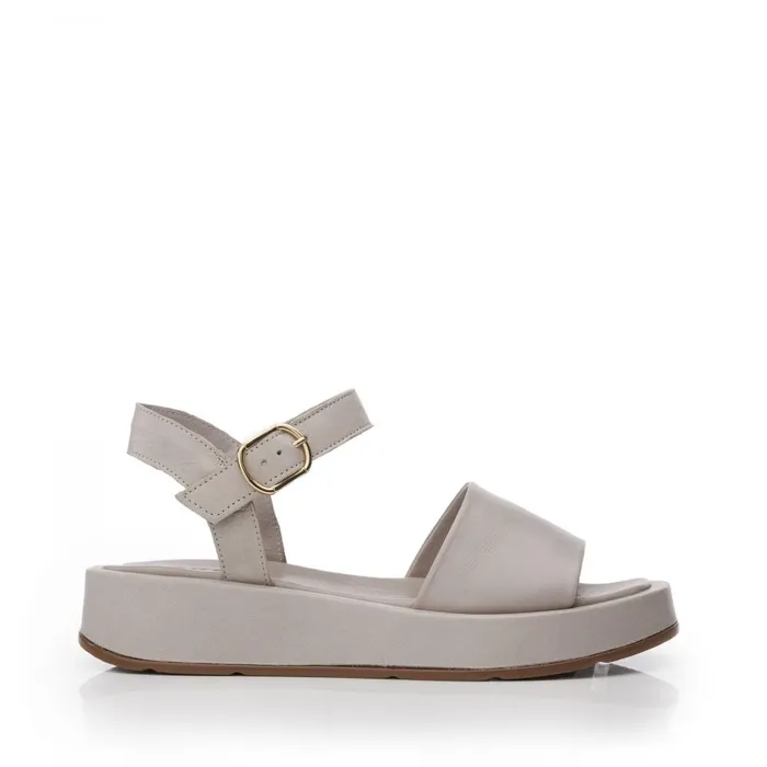 Women Moda In Pelle Flatform Sandals Shoon Sh Mirella Light Grey Leather