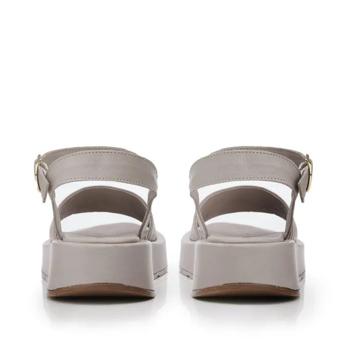 Women Moda In Pelle Flatform Sandals Shoon Sh Mirella Light Grey Leather