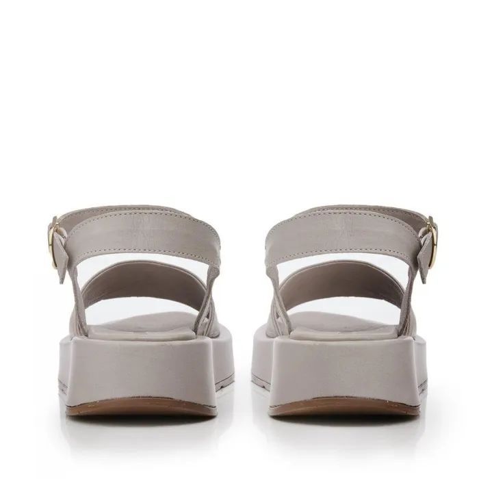 Women Moda In Pelle Flatform Sandals Shoon Sh Mirella Light Grey Leather