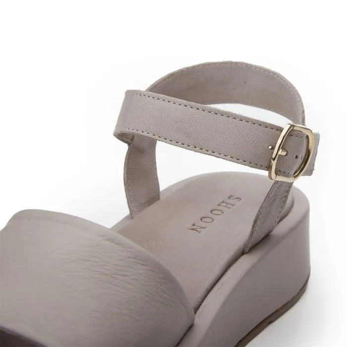 Women Moda In Pelle Flatform Sandals Shoon Sh Mirella Light Grey Leather