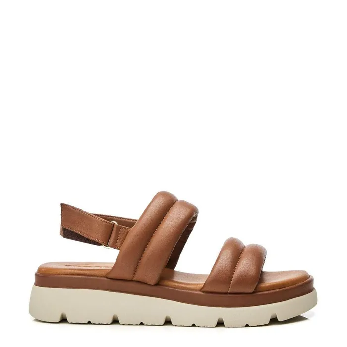 Women Moda In Pelle Flatform Sandals Shoon Sh Squash Tan Leather