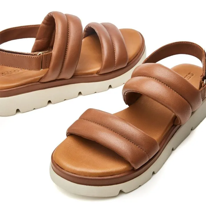 Women Moda In Pelle Flatform Sandals Shoon Sh Squash Tan Leather