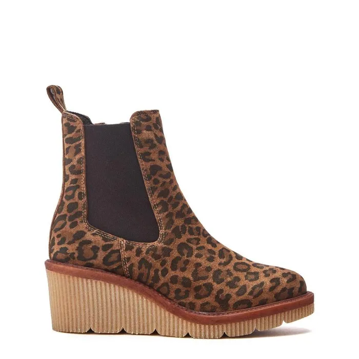 Women Moda In Pelle Heeled And Wedge Boots Audyn Dark Leopard Suede