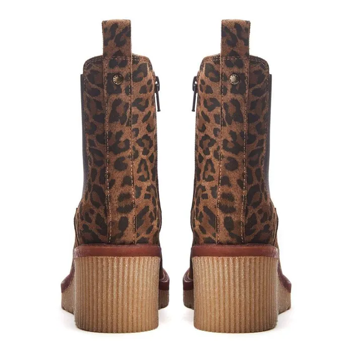 Women Moda In Pelle Heeled And Wedge Boots Audyn Dark Leopard Suede
