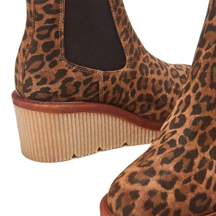 Women Moda In Pelle Heeled And Wedge Boots Audyn Dark Leopard Suede