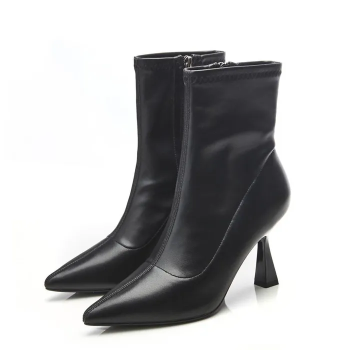 Women Moda In Pelle Heeled And Wedge Boots Evermore Black Porvair