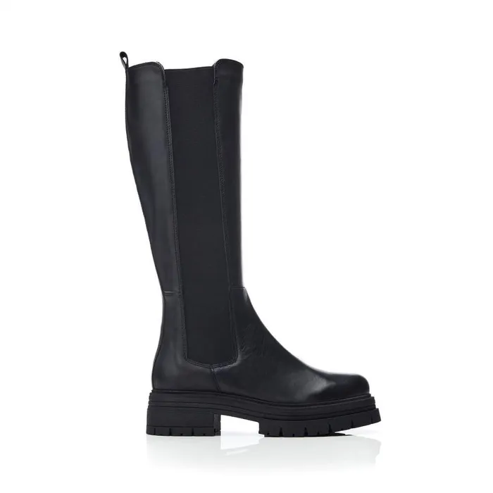 Women Moda In Pelle Heeled And Wedge Boots Linnea Black Leather