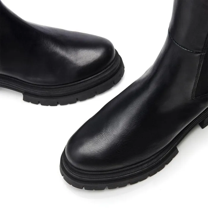 Women Moda In Pelle Heeled And Wedge Boots Linnea Black Leather