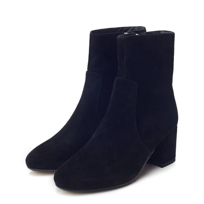 Women Moda In Pelle Heeled And Wedge Boots Otto Black Suede