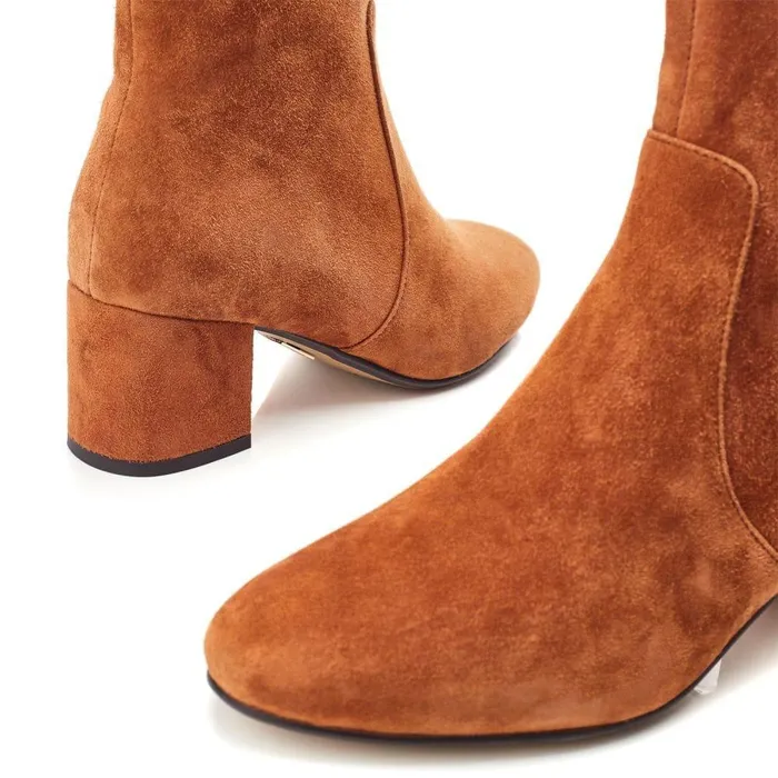 Women Moda In Pelle Heeled And Wedge Boots Otto Tan Suede