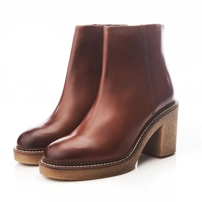 Women Moda In Pelle Heeled And Wedge Boots Sh Casero Tan Leather