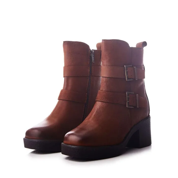Women Moda In Pelle Heeled And Wedge Boots Shoon Sh Sagitta Tan Nubuck