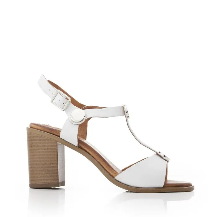 Women Moda In Pelle Heeled Sandals Lusia Off White Leather