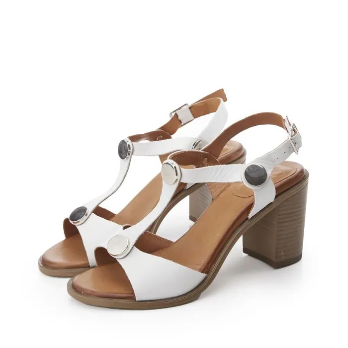 Women Moda In Pelle Heeled Sandals Lusia Off White Leather