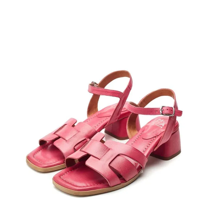 Women Moda In Pelle Heeled Sandals Mariie Raspberry Leather