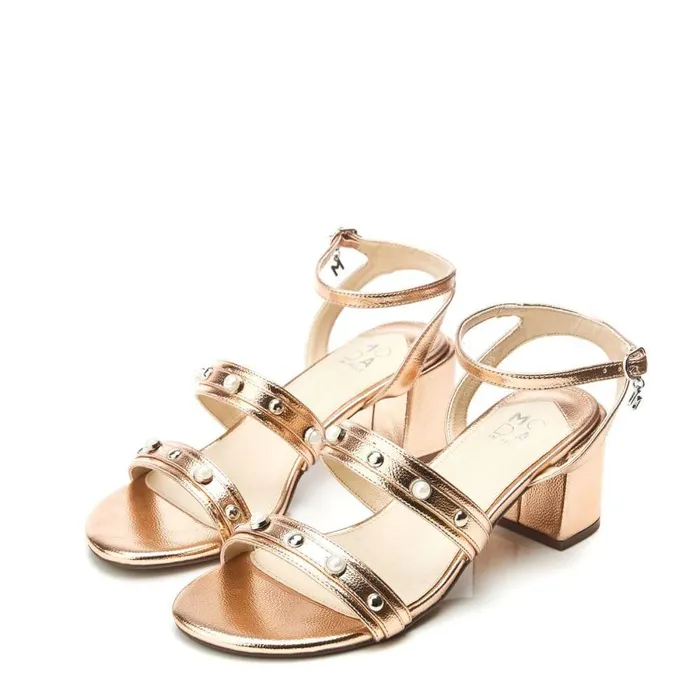 Women Moda In Pelle Heeled Sandals Morrila Rose Gold Porvair