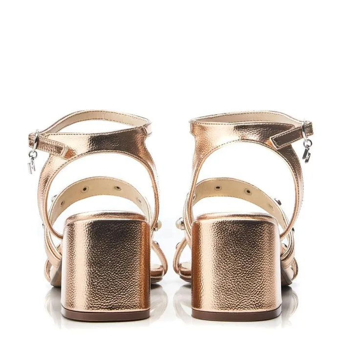 Women Moda In Pelle Heeled Sandals Morrila Rose Gold Porvair
