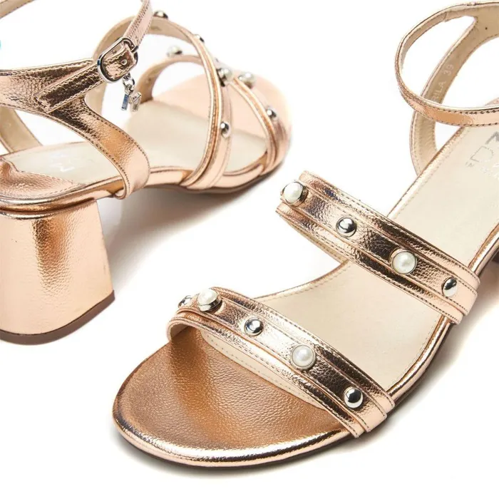 Women Moda In Pelle Heeled Sandals Morrila Rose Gold Porvair