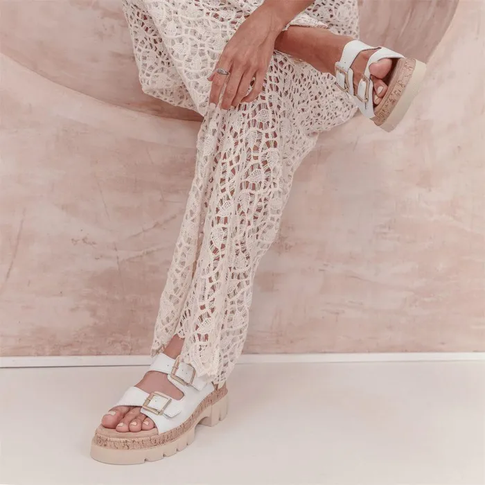 Women Moda In Pelle Heeled Sandals Octina White Leather