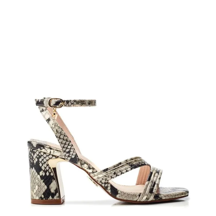 Women Moda In Pelle Heeled Sandals Raeya Natural 8211 Gold Snake Print Porvair