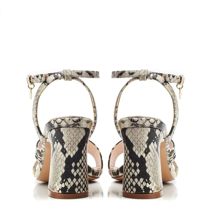 Women Moda In Pelle Heeled Sandals Raeya Natural 8211 Gold Snake Print Porvair
