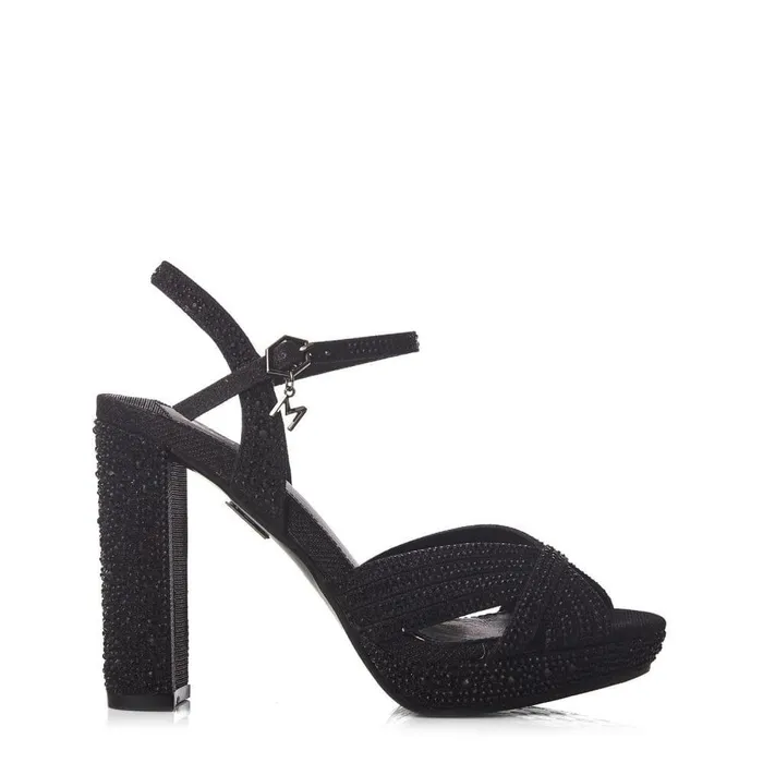 Women Moda In Pelle High Heel Shoes Supernova Black Textile