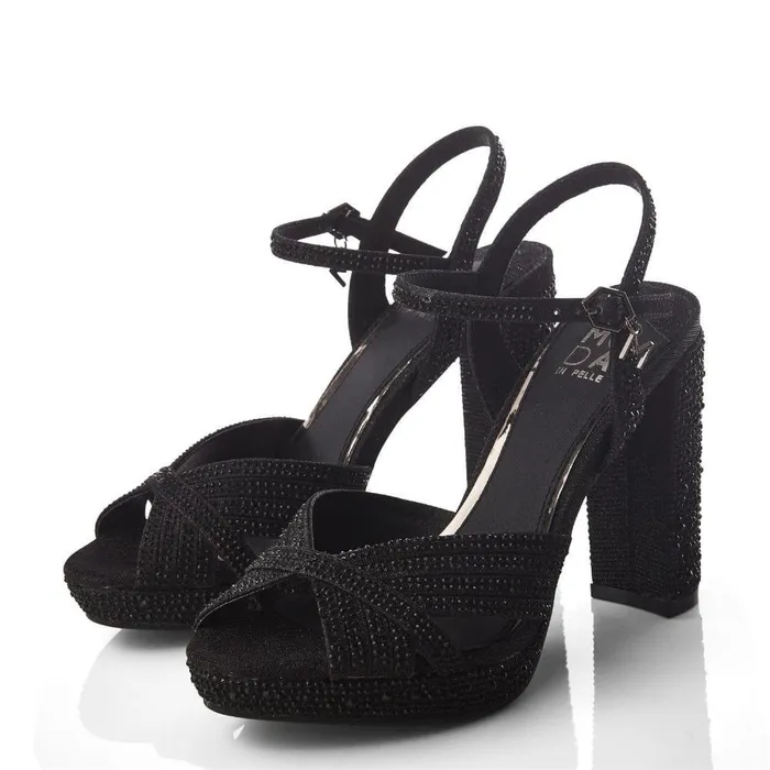 Women Moda In Pelle High Heel Shoes Supernova Black Textile