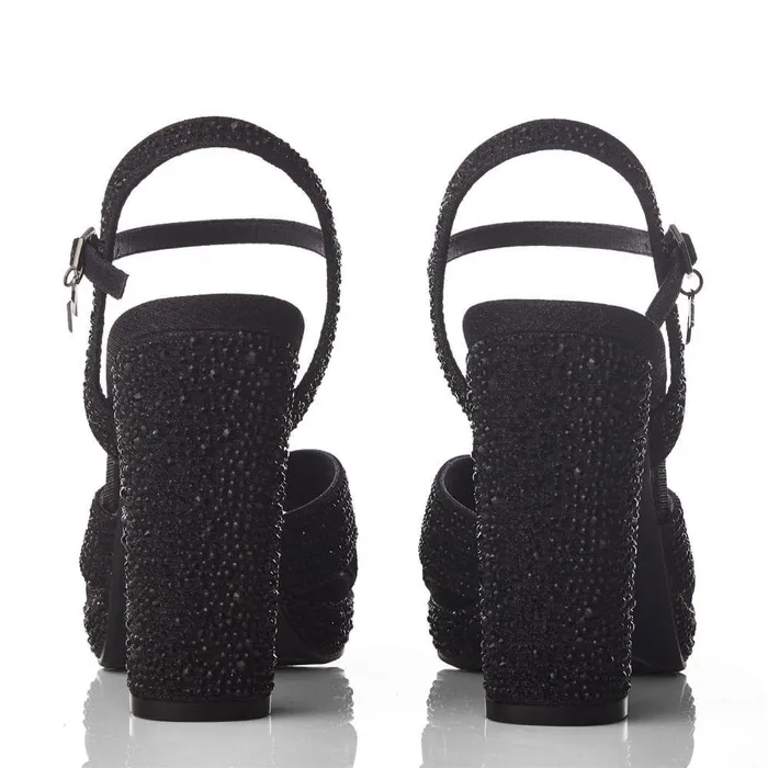 Women Moda In Pelle High Heel Shoes Supernova Black Textile