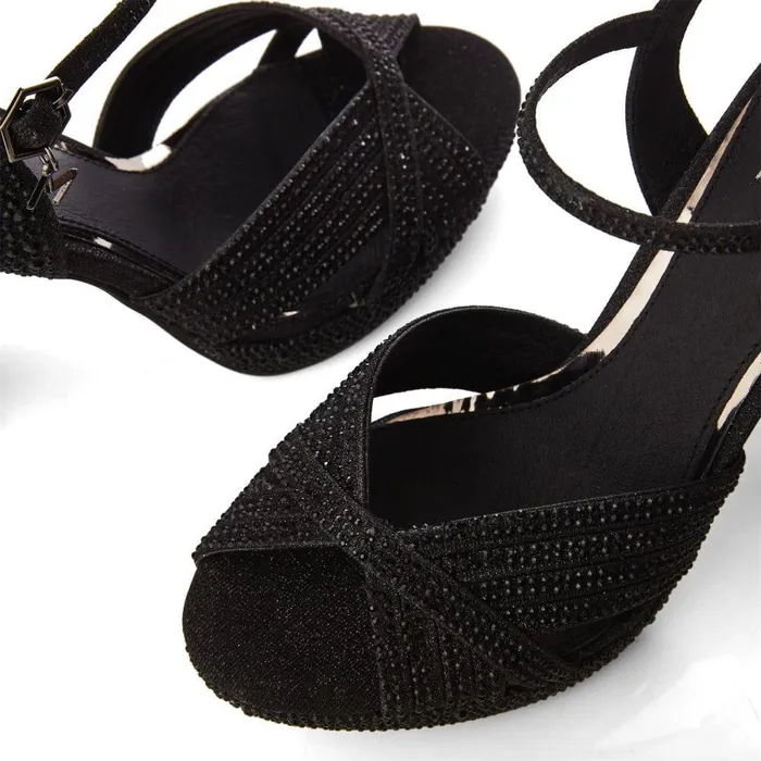 Women Moda In Pelle High Heel Shoes Supernova Black Textile