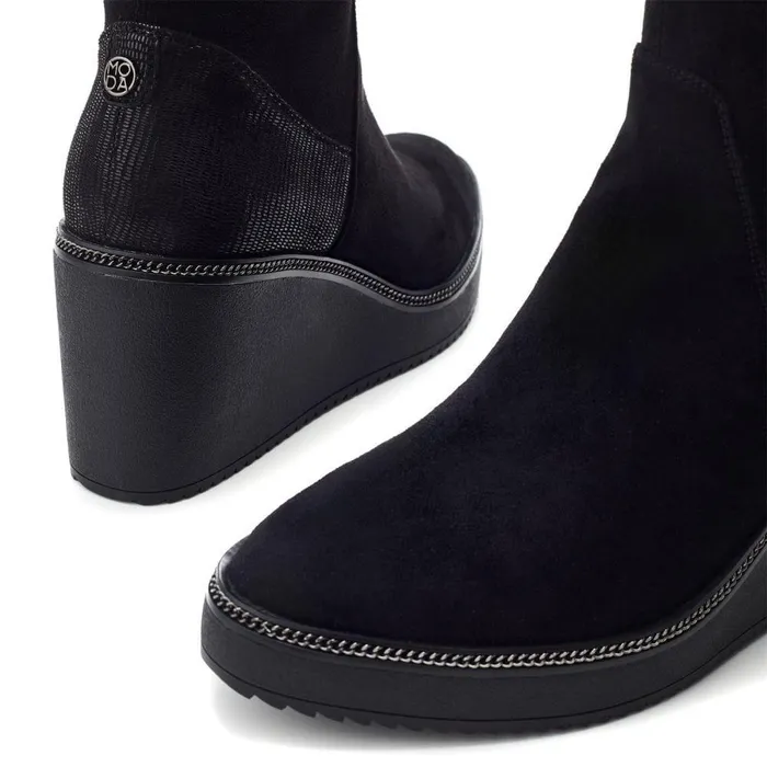 Women Moda In Pelle Knee High Boots Sallie Black Alcantara