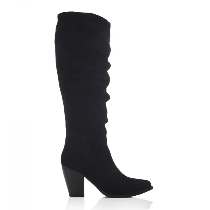 Women Moda In Pelle Knee High Boots Seleste Black Suede