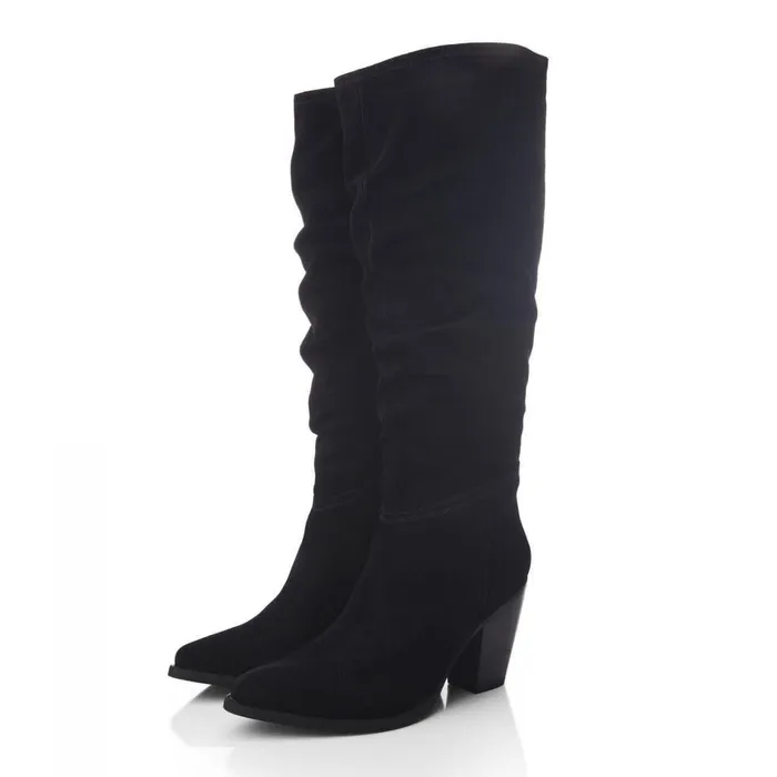 Women Moda In Pelle Knee High Boots Seleste Black Suede