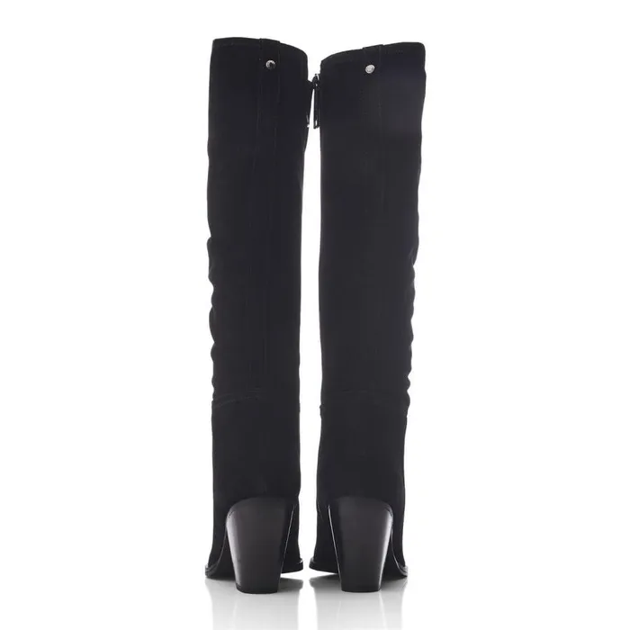 Women Moda In Pelle Knee High Boots Seleste Black Suede