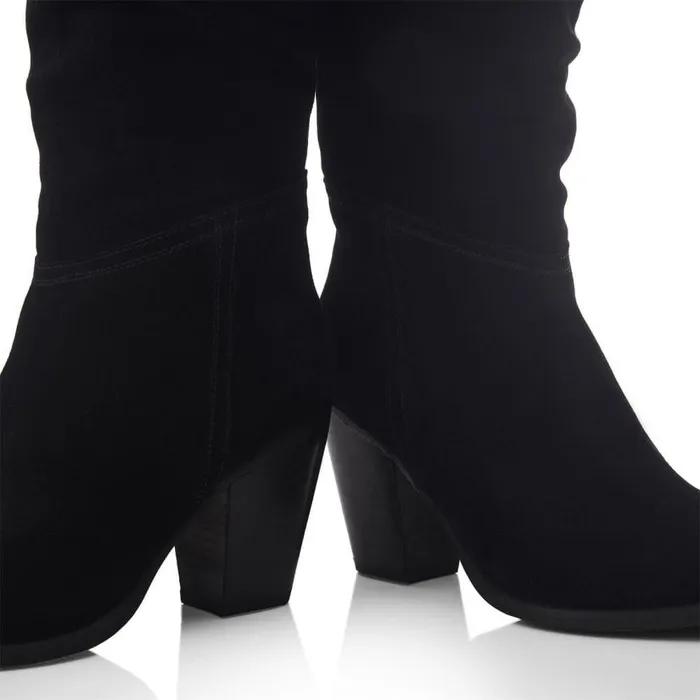 Women Moda In Pelle Knee High Boots Seleste Black Suede