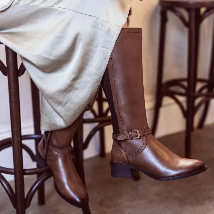 Women Moda In Pelle Knee High Boots Tadelle Tan Leather