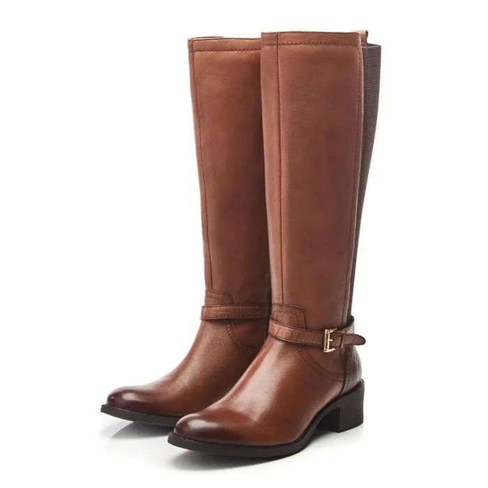 Women Moda In Pelle Knee High Boots Tadelle Tan Leather