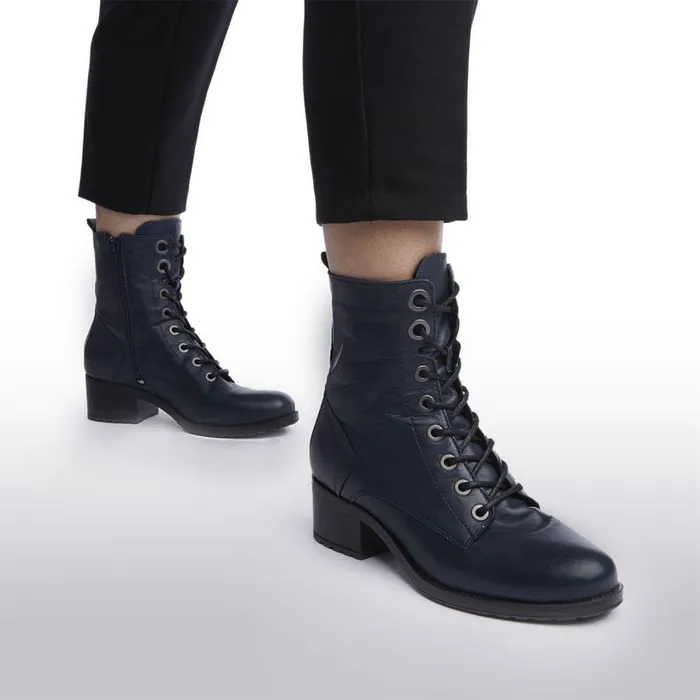 Women Moda In Pelle MidCalf Boots Bezzie Navy Leather