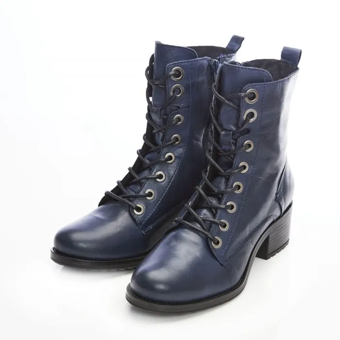 Women Moda In Pelle MidCalf Boots Bezzie Navy Leather