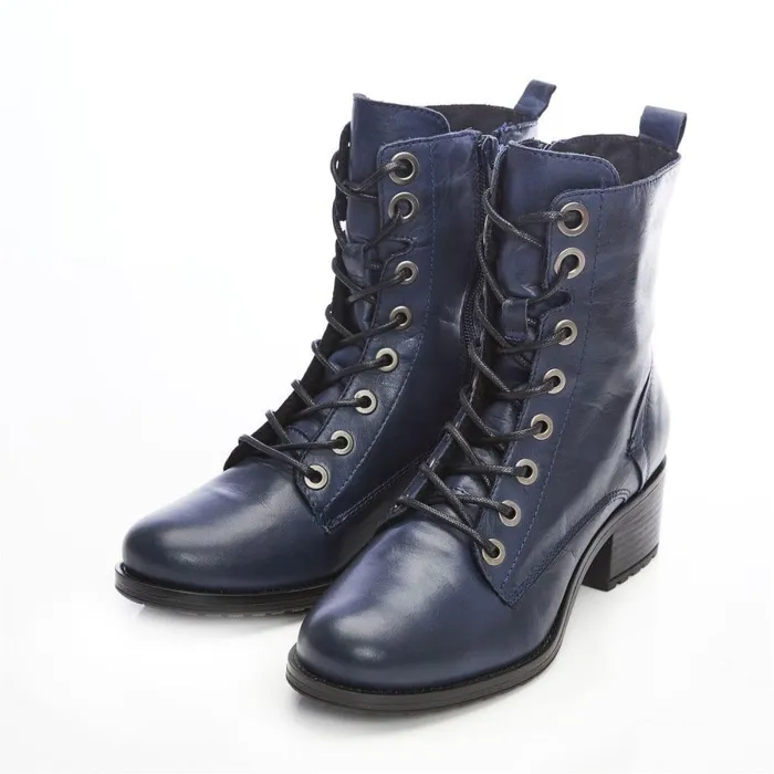 Women Moda In Pelle MidCalf Boots Bezzie Navy Leather