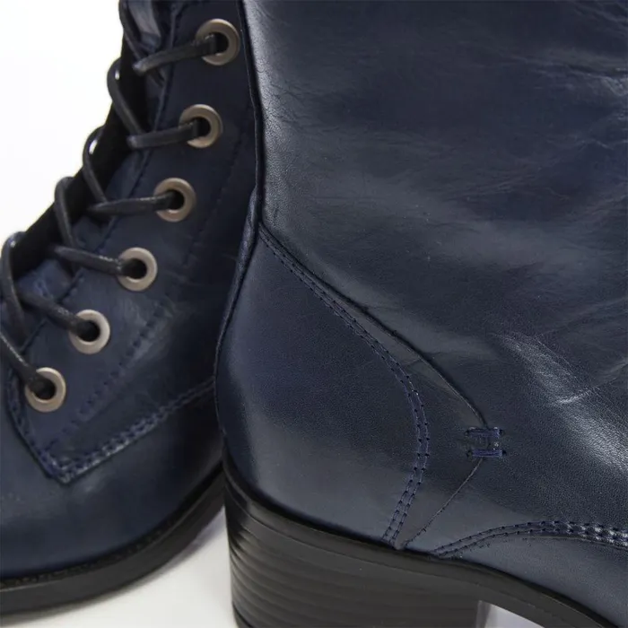 Women Moda In Pelle MidCalf Boots Bezzie Navy Leather