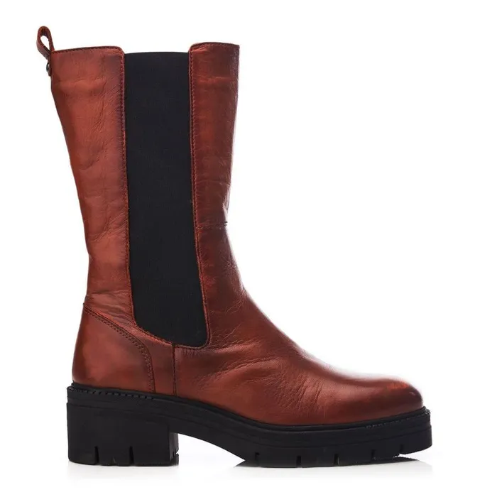Women Moda In Pelle MidCalf Boots Giellen Orange Leather