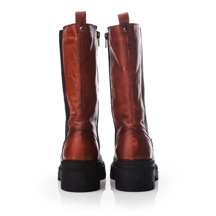 Women Moda In Pelle MidCalf Boots Giellen Orange Leather